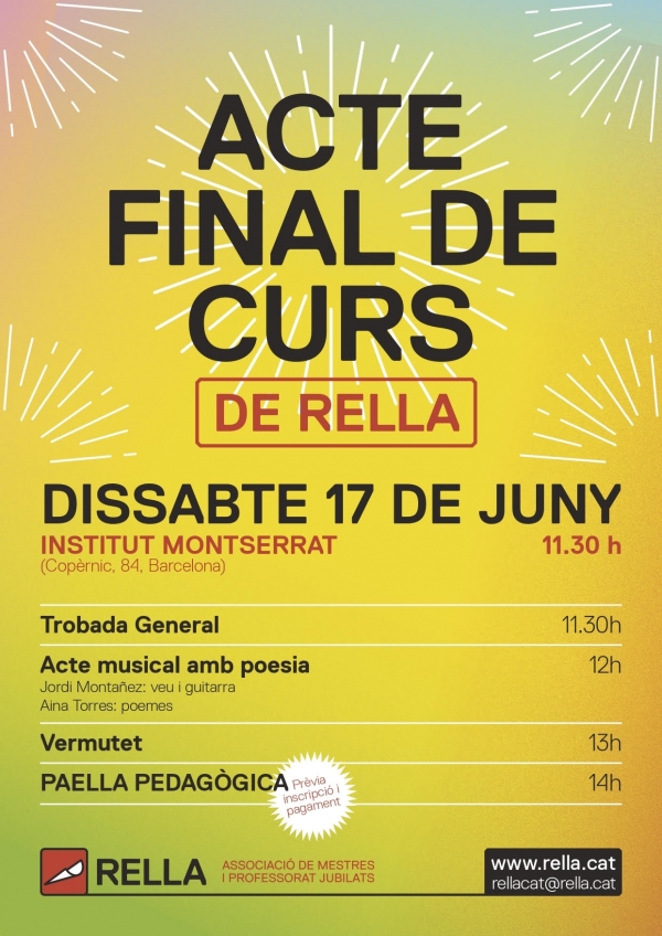 APUNTEU-VOS A LES ACTIVITATS, GRUPS I CURSOS DE L'ASSOCIACIÓ. &bsol;&bsol;&bsol; RELLA